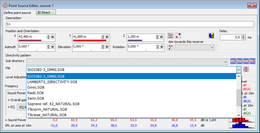 Selecting ISO 3382 omni directivity
